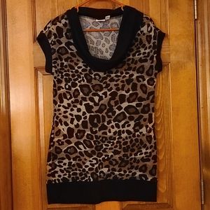 Leopard cowl neck sweater